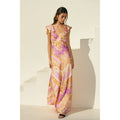 Paisley Open-Back Satin Maxi Dress