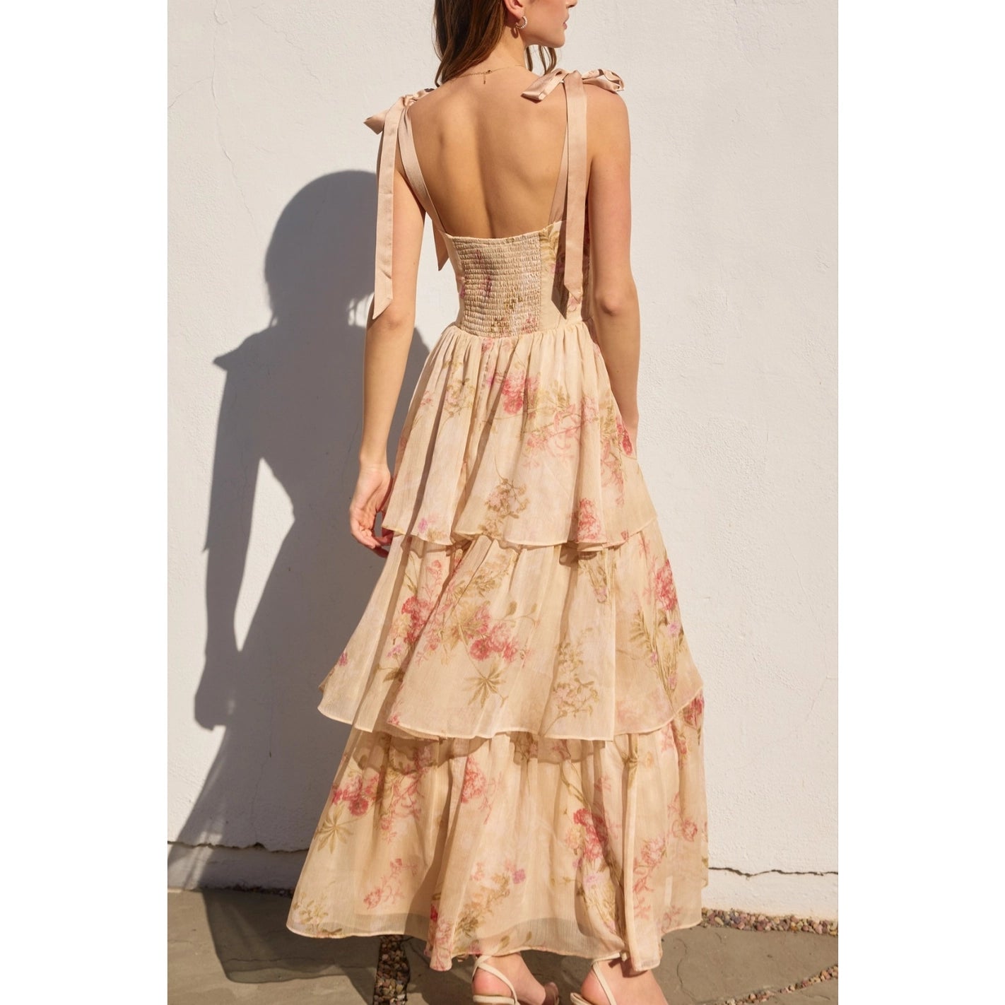 Soft Floral Corset Maxi Dress