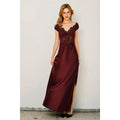 Angela - Burgundy Lace Maxi Dress