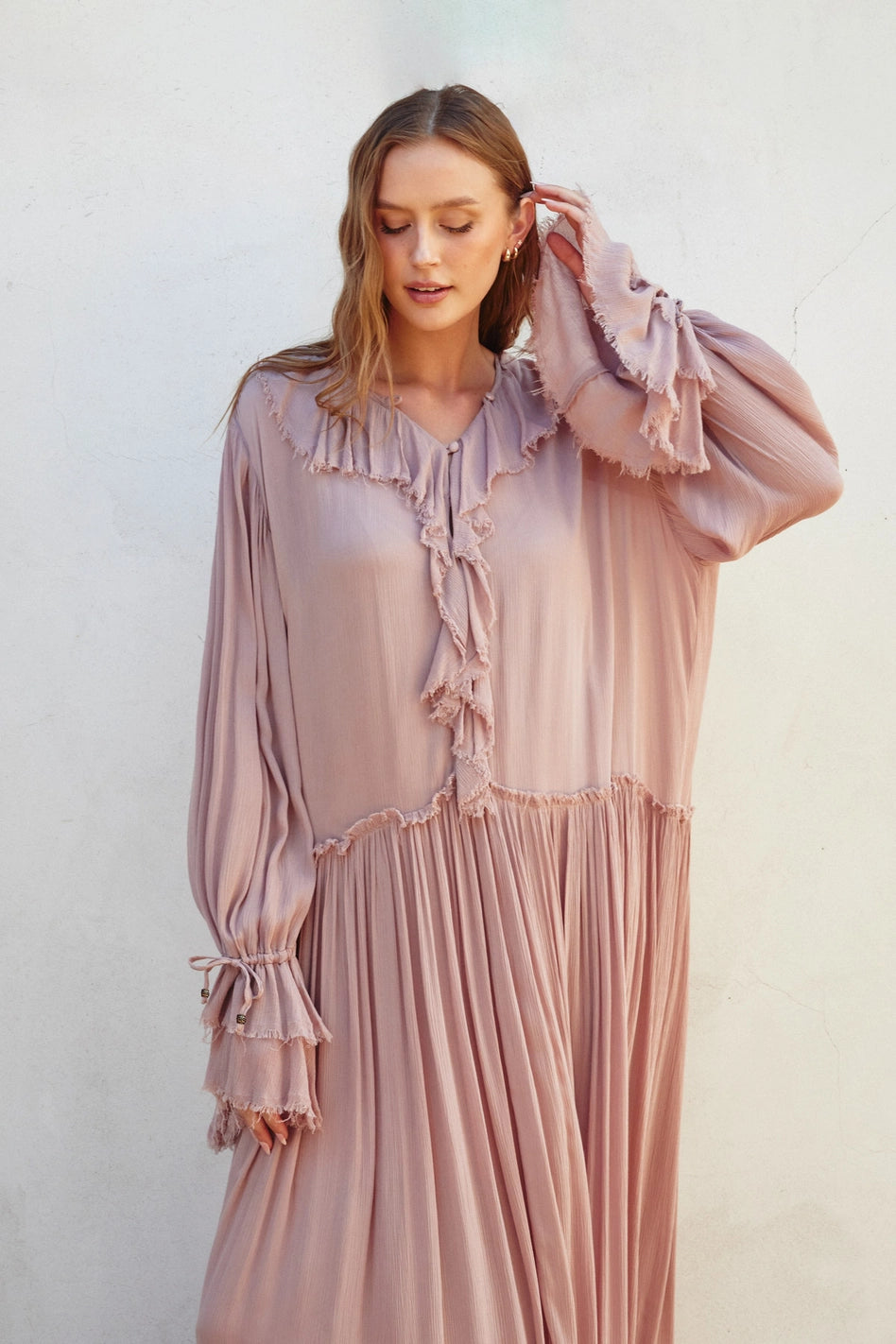 Pink Laidback Frill Maxi Dress