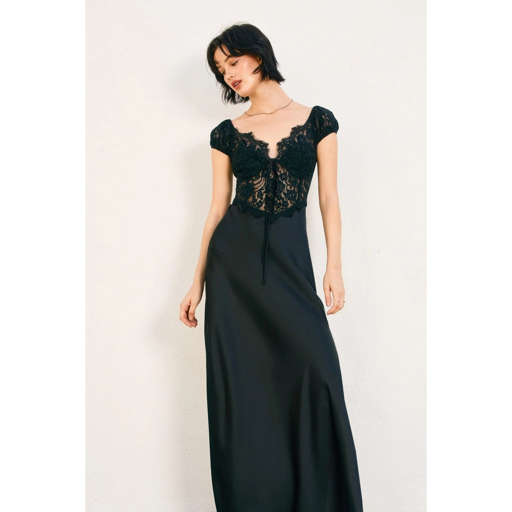 Angela - Black Lace Maxi Dress