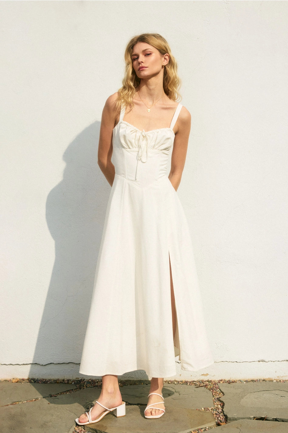 Ivory Sweetheart Corset Midi Dress