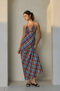 Gingham Halter Neck Maxi Dress