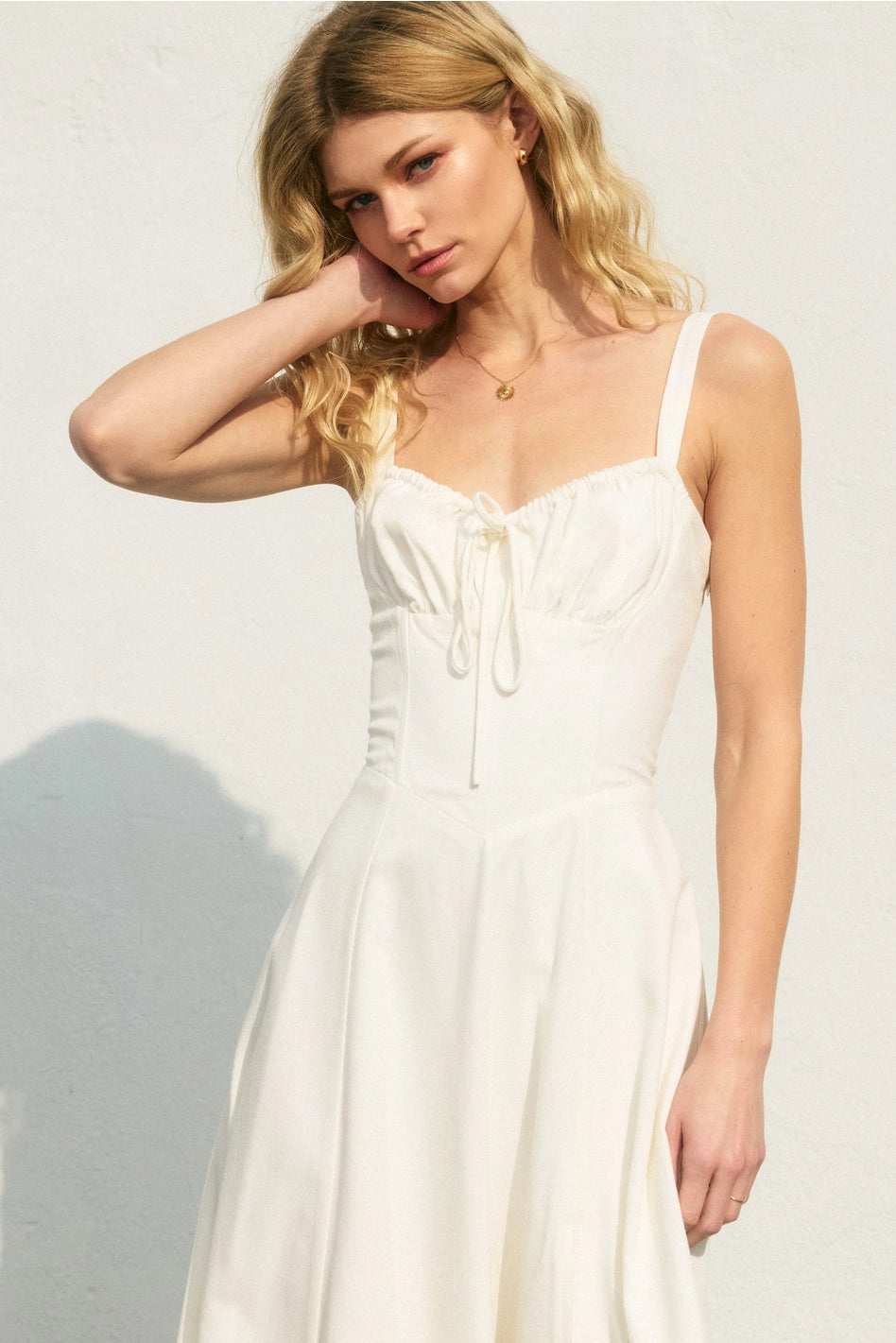 Ivory Sweetheart Corset Midi Dress