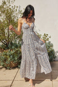 Ditsy Floral cotton Bustier Tiered Maxi Dress
