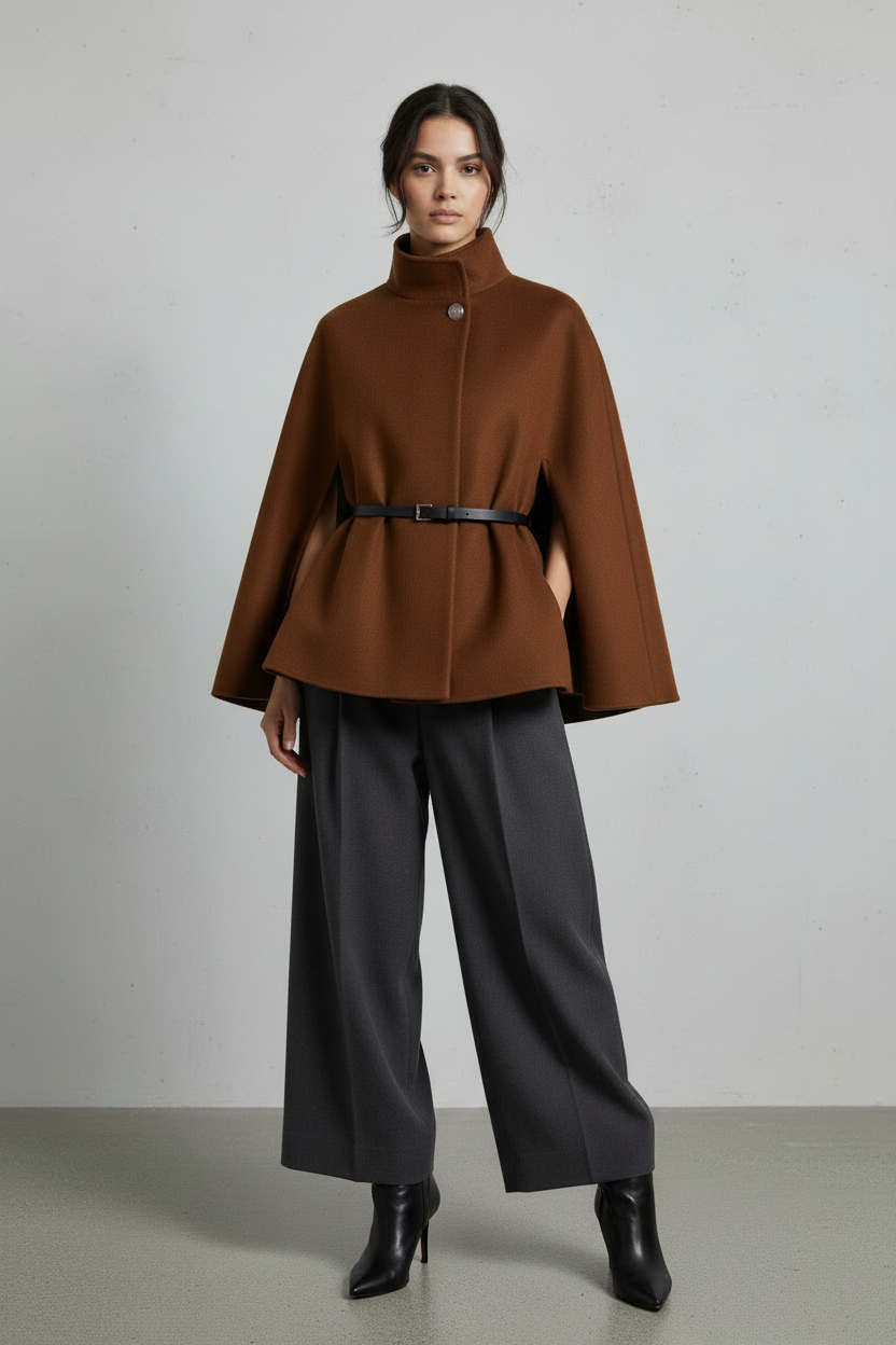 Chocolate Italian Flowing Cape Coat