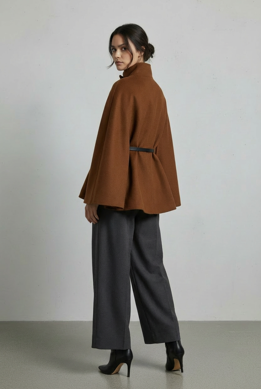 Chocolate Italian Flowing Cape Coat