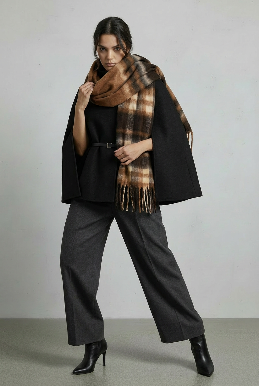 Chocolate Check Scarf